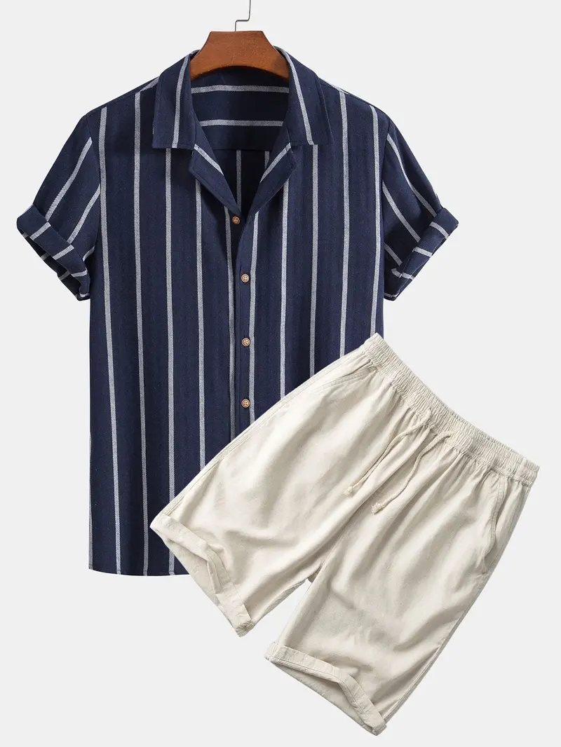 Gestreept Overhemd met Korte Mouwen en Shorts - Tweedelige Zomerset