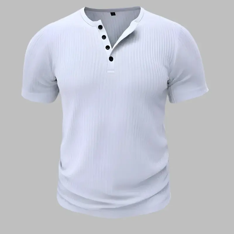 Getailleerd herenshirt – nauwe snit, rek in de stof en ronde hals