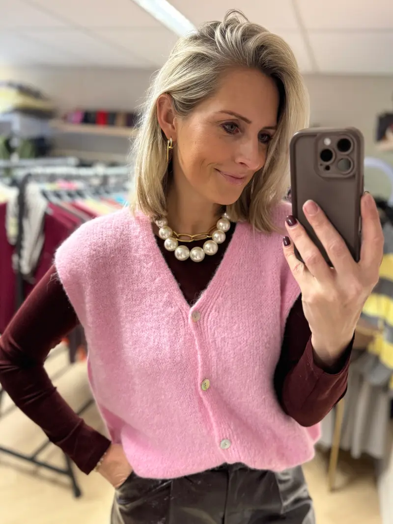 Gilet Claudia Alpaca Zachtroze