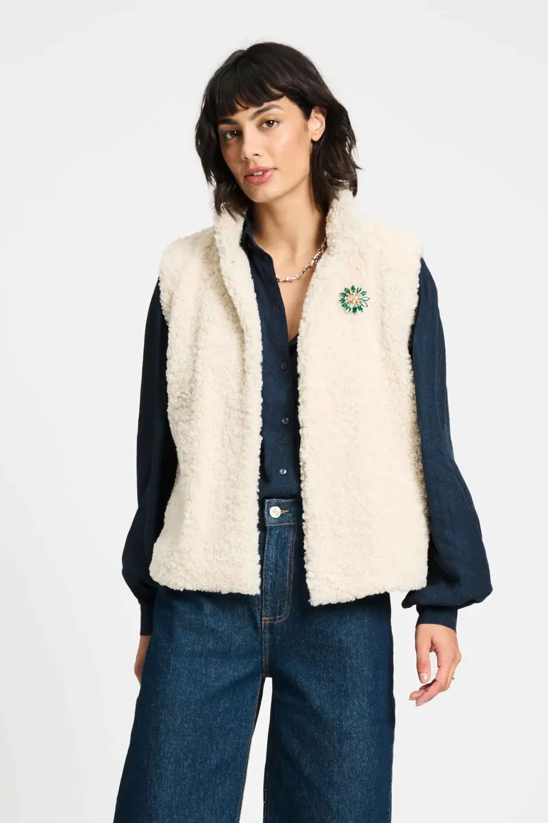 GILET - Teddy Love Ecru