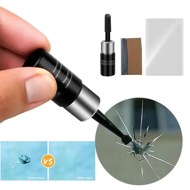 Glasherstelset voor de voorruit – hars, injector en uithardfolie