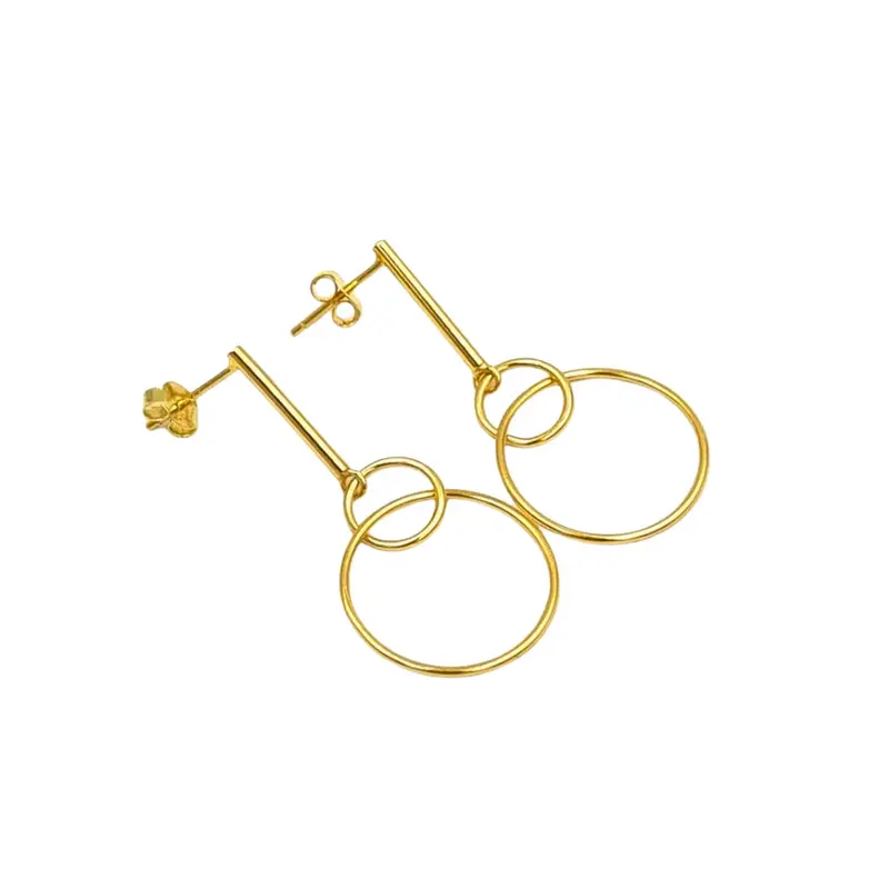 Gold plated zilveren oorbellen geometrisch met cirkel Eleanora