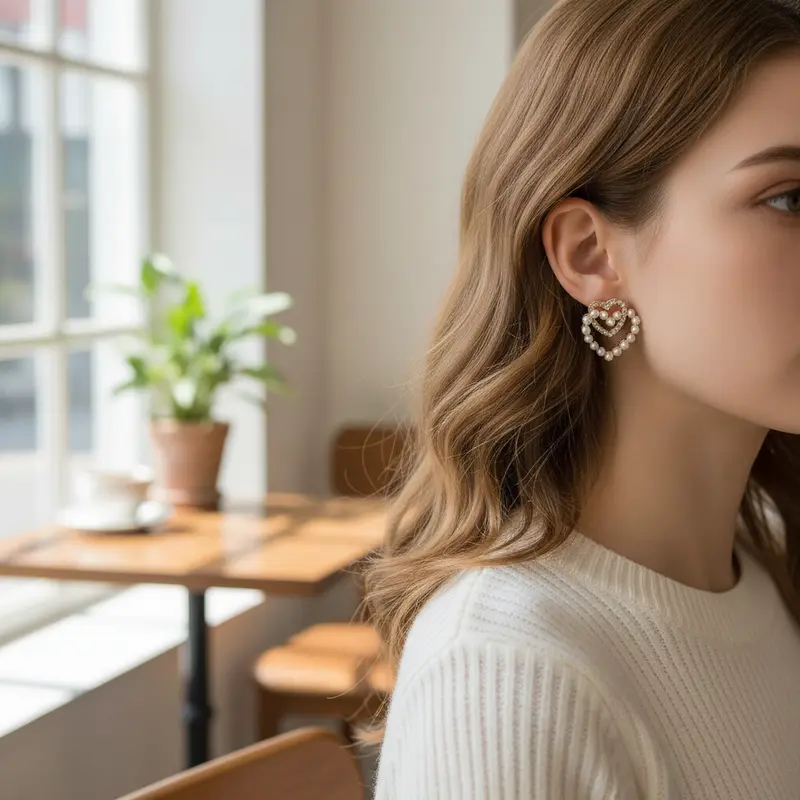 Golden Love Duo Pearl Earrings