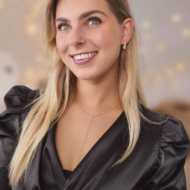 Goldfilled Luxe Sieraden Set Solange  - Oorbellen & Ketting - Facet Steentjes