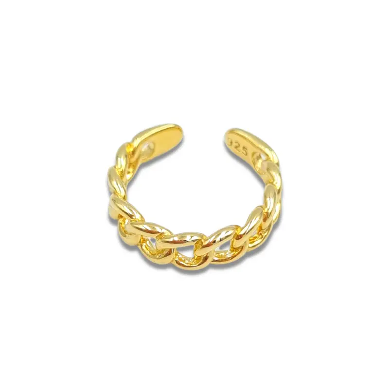 Goldplated Earcuff Met Schakeldesign Tangled - Verguld Zilver - Kleur Goud