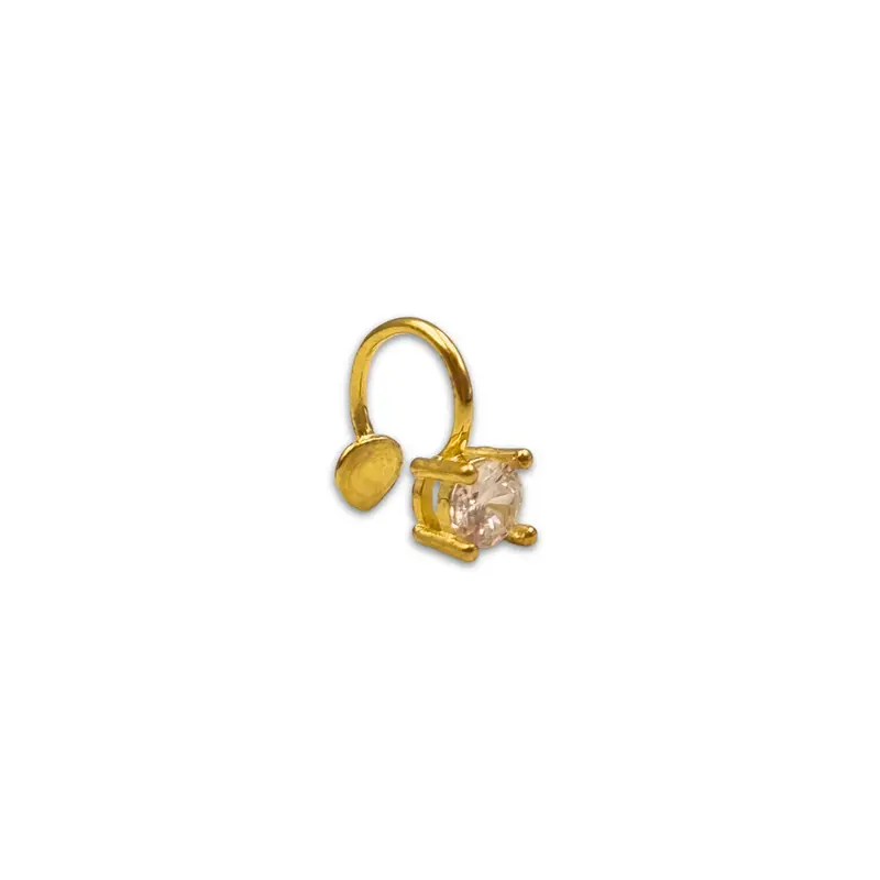 Goldplated Earcuff Met Steentje Little Diamond - Verguld Zilver- Kleur