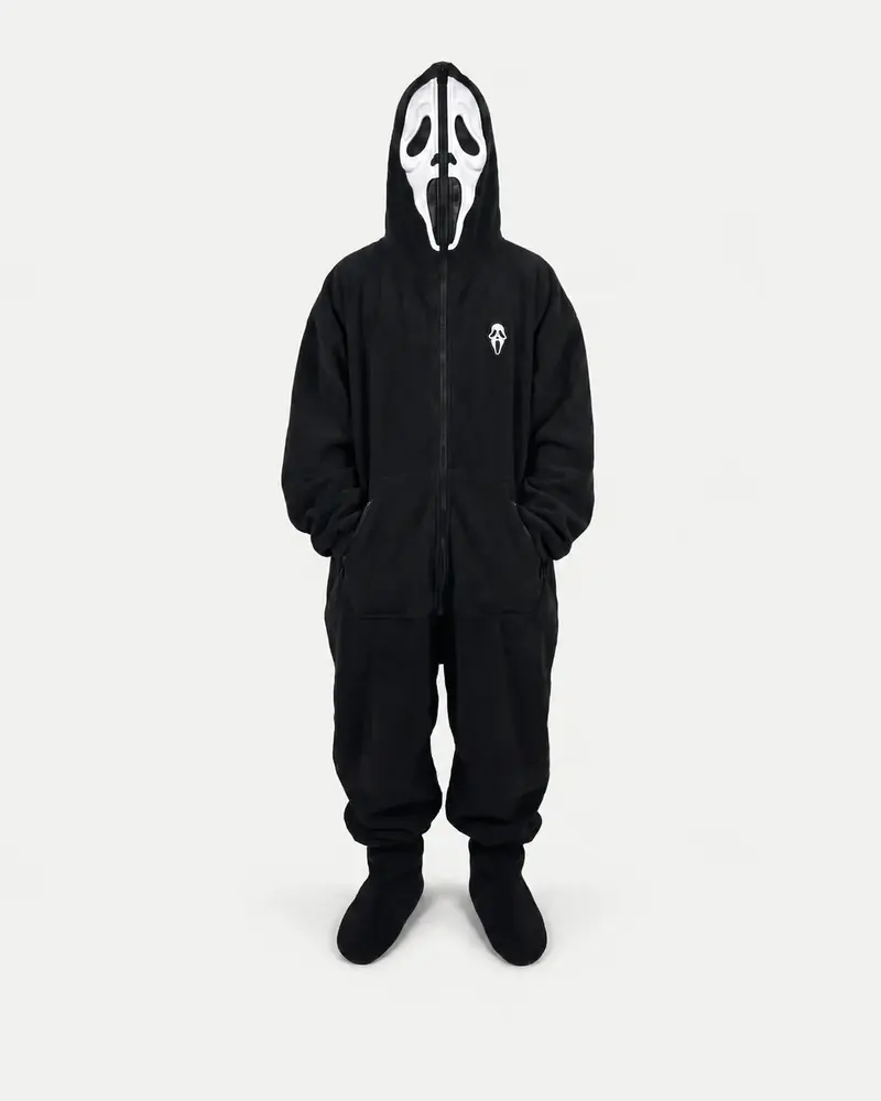 Halloween onesie voor volwassenen – pluche jumpsuit met capuchon die dichtritst