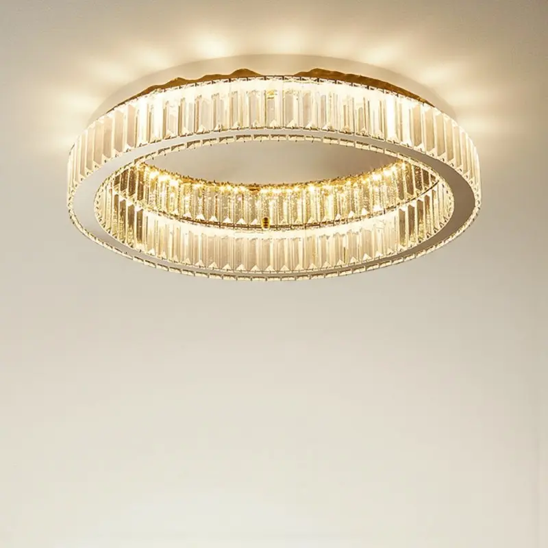 Halona - Runde Kristall LED-Deckenleuchte für Wohnzimmer &