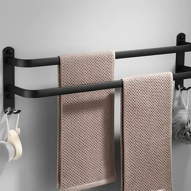 Handdoekstang dubbel of driedubbel – aluminium rek van 40 of 60 cm