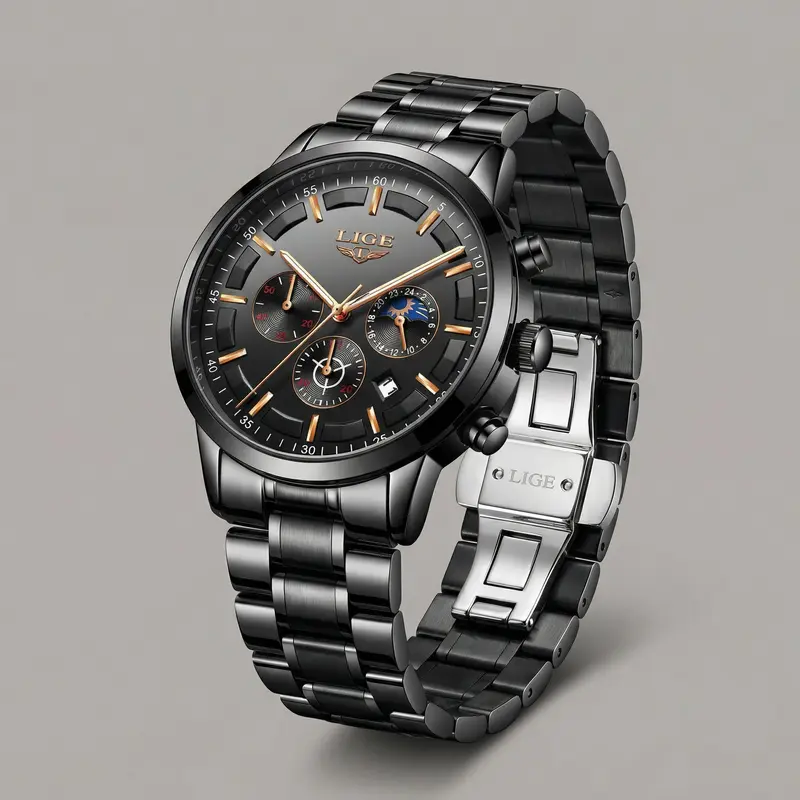 Heren horloge – Stalen chronograaf met mineraalglas en waterbestendig ontwerp