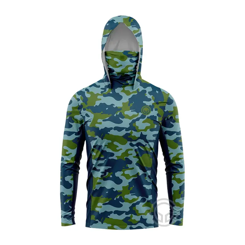 Heren vis hoodie met gezichtsbescherming – UPF 50 outdoor shirt voor vissen en camping