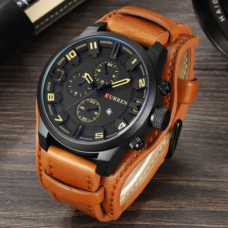 Herenhorloge – Klassiek quartz horloge met leren band en luxe uitstraling