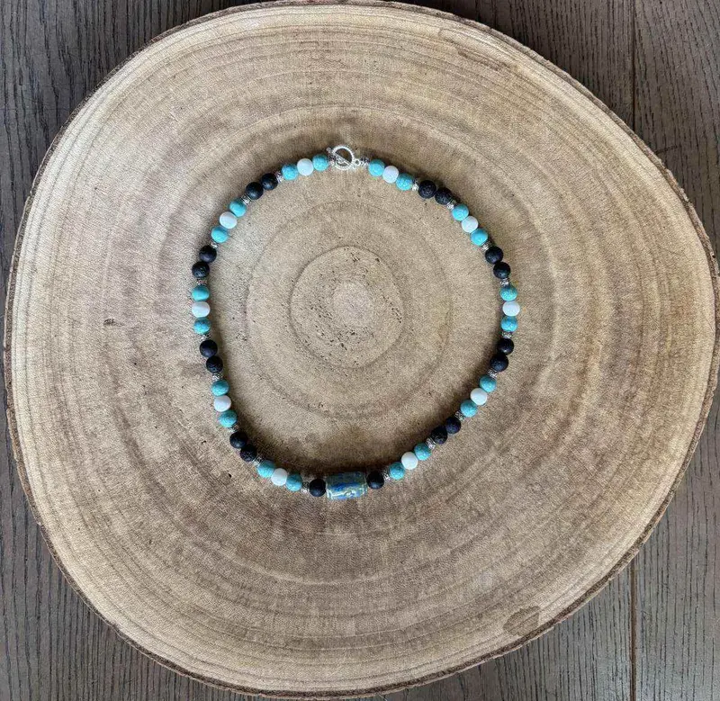 Herenketting met keramiek kraal