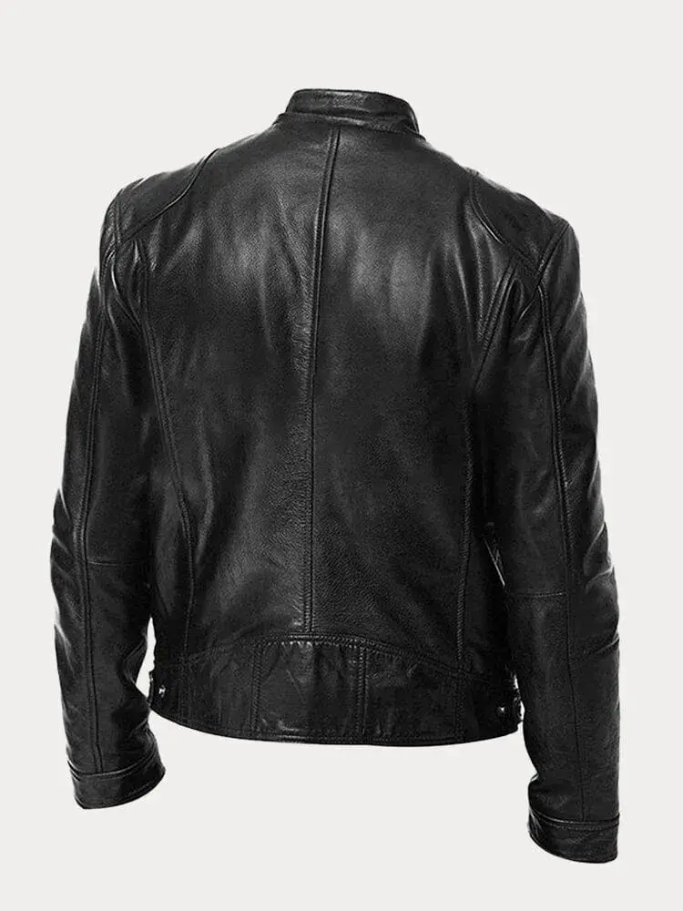 Herren Schwarze Leder Bikerjacke Premium Moto Stil – Slim Fit Jacke