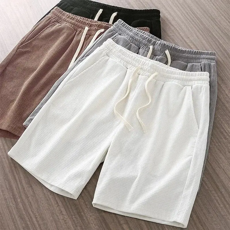 Herren Sommer Kordelzug Strukturiert Shorts
