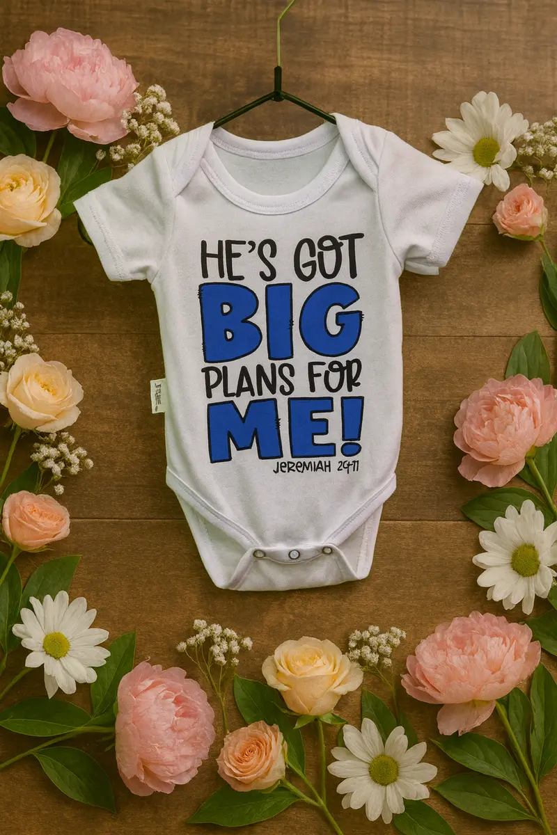 “He’s Got Big Plans for Me” Baby Romper – Jeremia 29