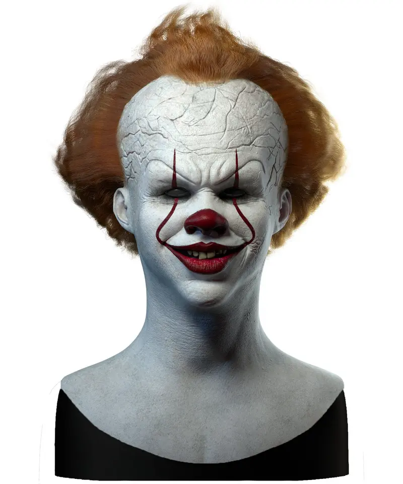 Horrormasker clown – bleke tint met uitgelopen schmink en wijde mond