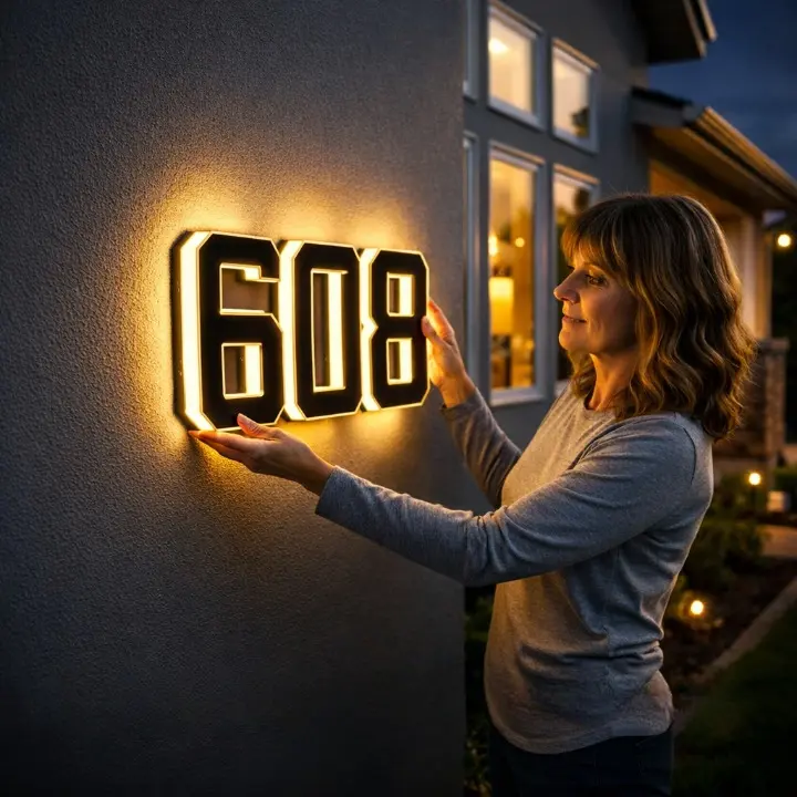 Huisnummerbord Verlicht – Zonne-energie, Automatische LED & IP44