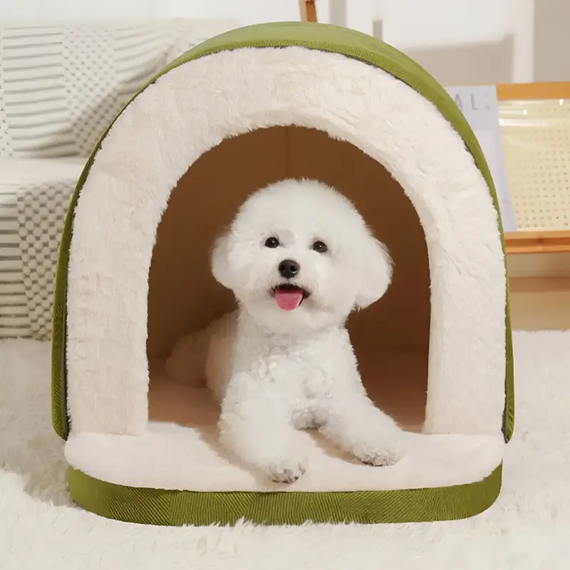 Hundebett - 2-in-1 Hundebett & Hundehöhle aus Plüsch