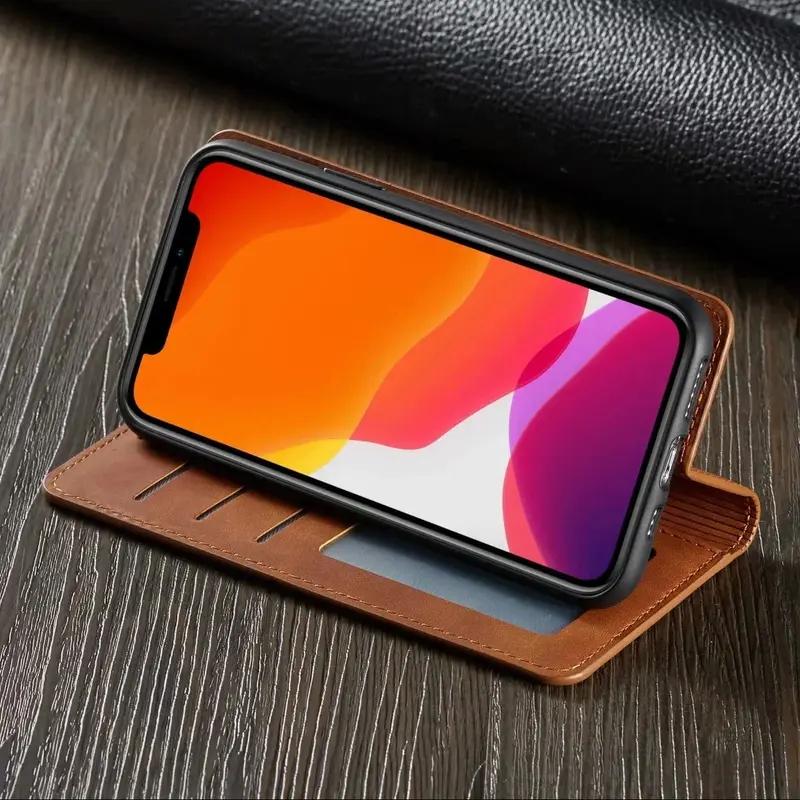 iPhone Hoesje met Pasjeshouder – Flip Case met Magnetische Sluiting & Standfunctie