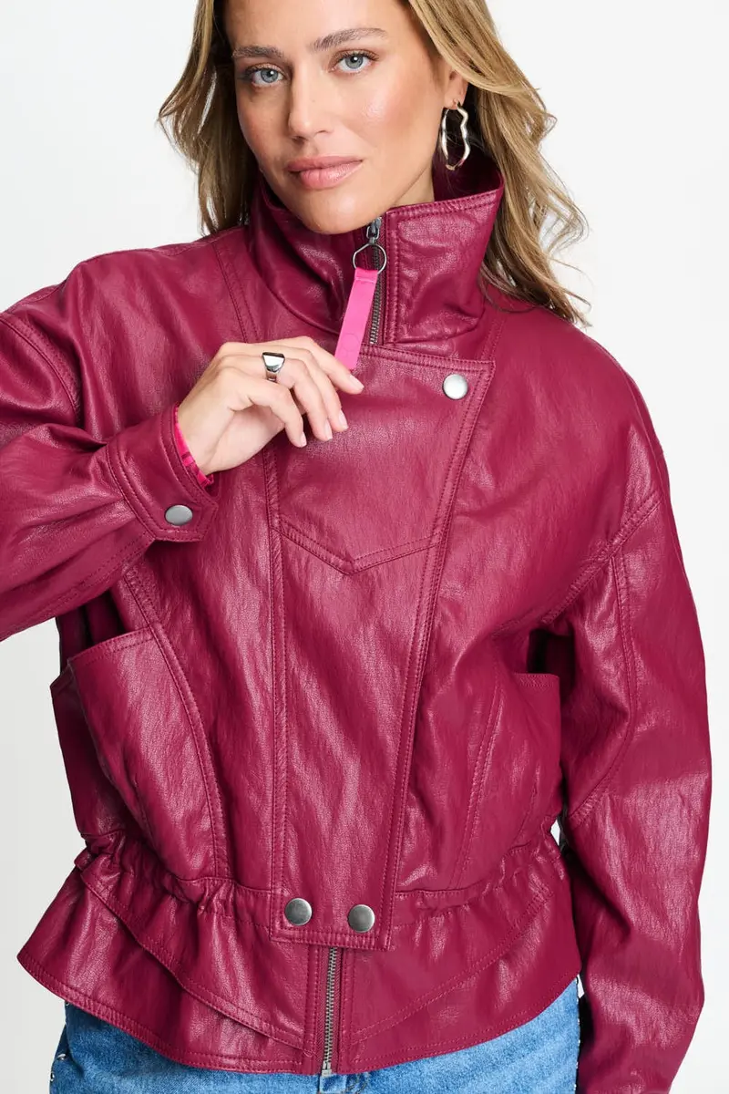 JACKET - Jenna Burgundy Red