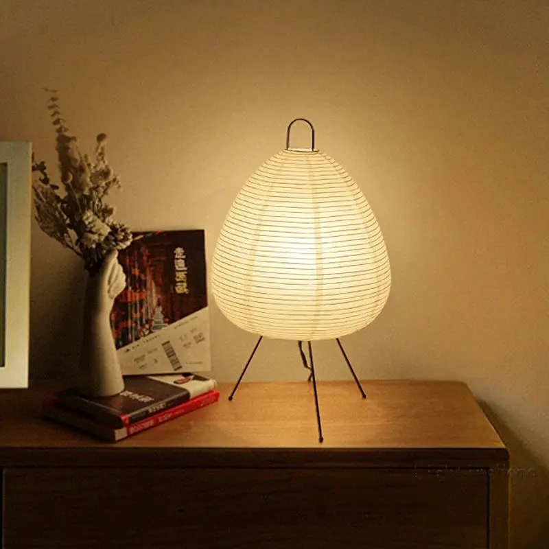 Japanese Rice Paper Table Lamp – Built-in LED Lighting