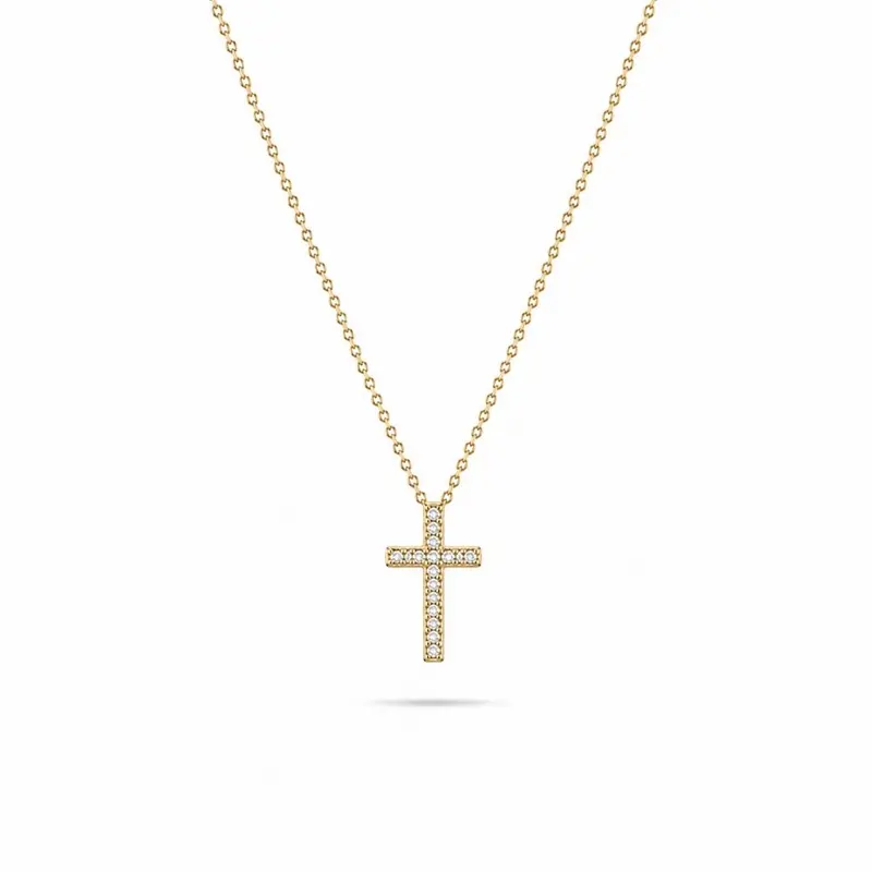 Jasseron ketting met kruisje en zirkonia goldfilled