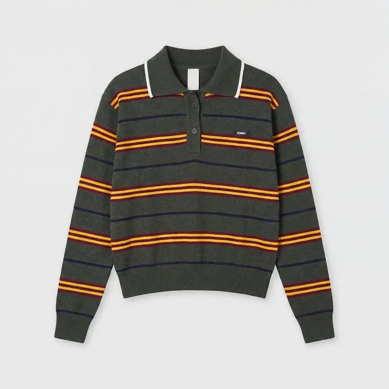 Johny Gino Cashwool Polo Long Sleeve Green/ Yellow