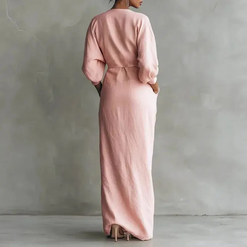 Julia | Elegantes Wickel Maxikleid mit raffiniertem V-Ausschnitt