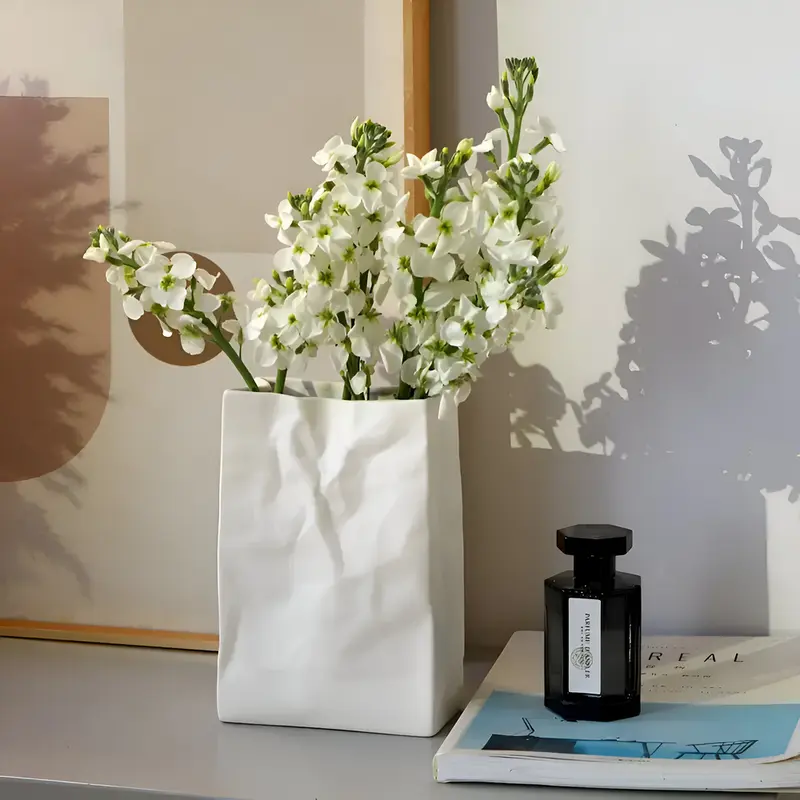 Keramikvase - Papierbeutel-Look
