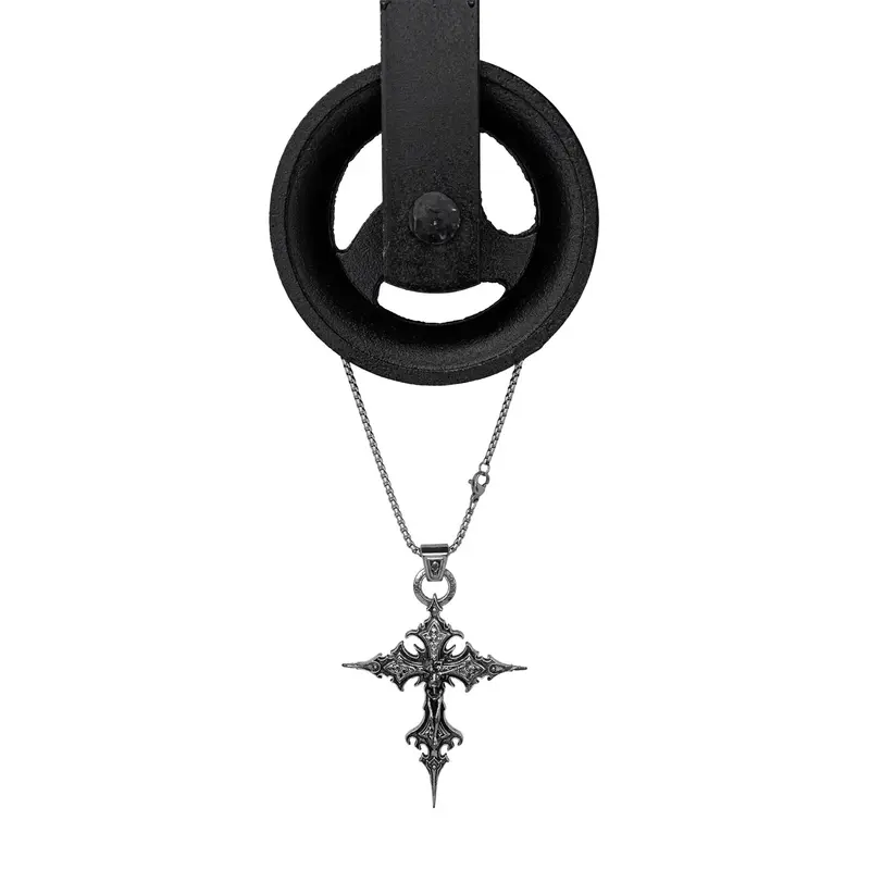 Ketting 'Dark Cross' - Unisex - Zilver