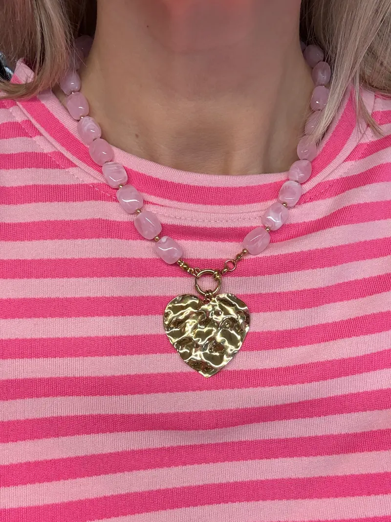 Ketting Dolly Gouden Hart Roze