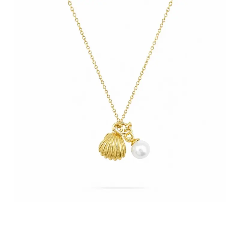 Ketting Met Schelp Parel Concha Marina | Verguld Zilver | 50cm