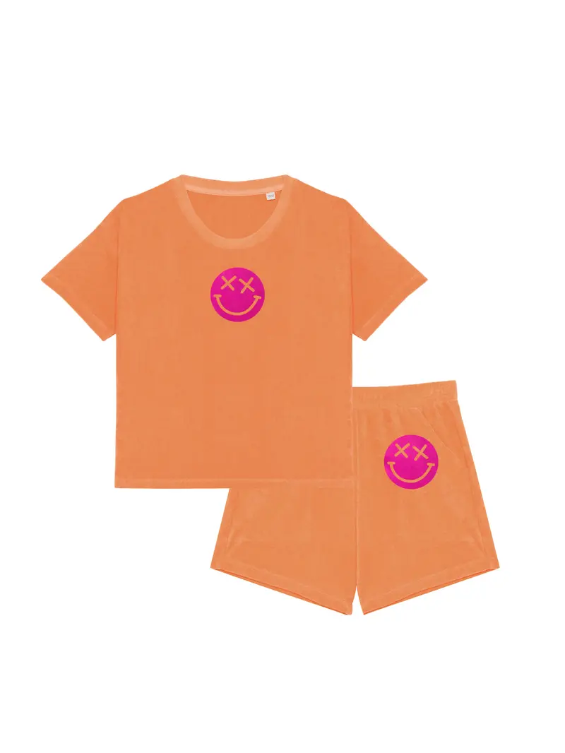Kids Badstof Set Smiley Neon Pink Velvet | NOTE
