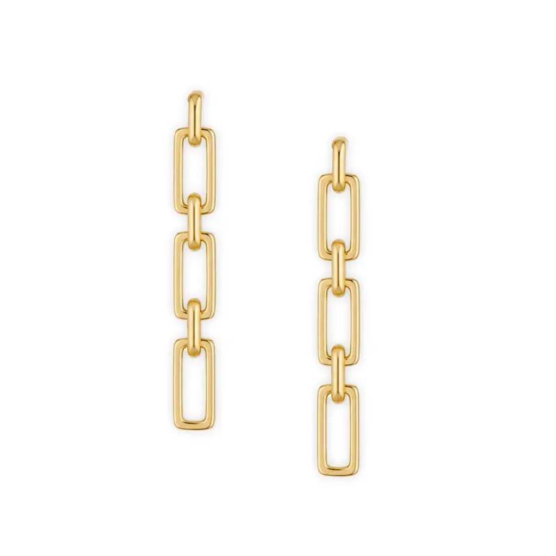 Kleine Oorbellen Dames Rechthoek Verguld Zilver 20mm | Oorsteker