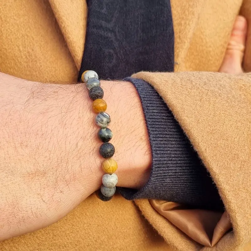 Kralen Armband Heren Earth Stone - Natuursteen - Multi Kleur - 8MM
