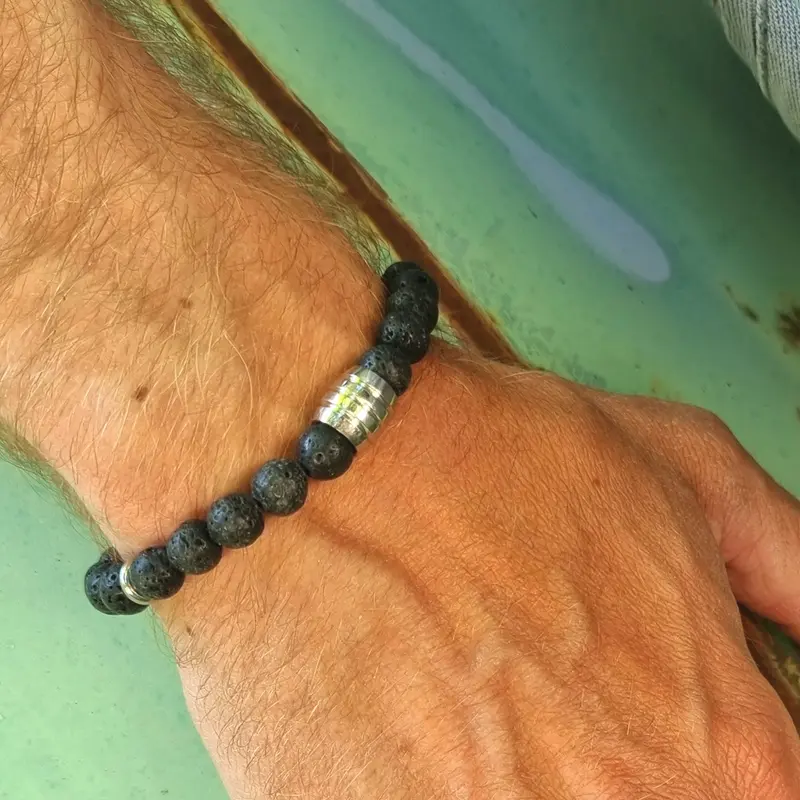 Kralen Armband Heren Kohala Lavasteen - Natuursteen - Zwart