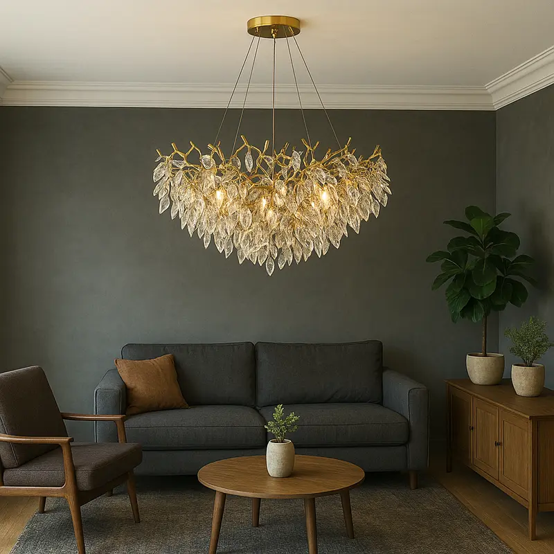 Kristallen plafondlamp Ø80 cm – warm wit licht, verstelbare ophanging