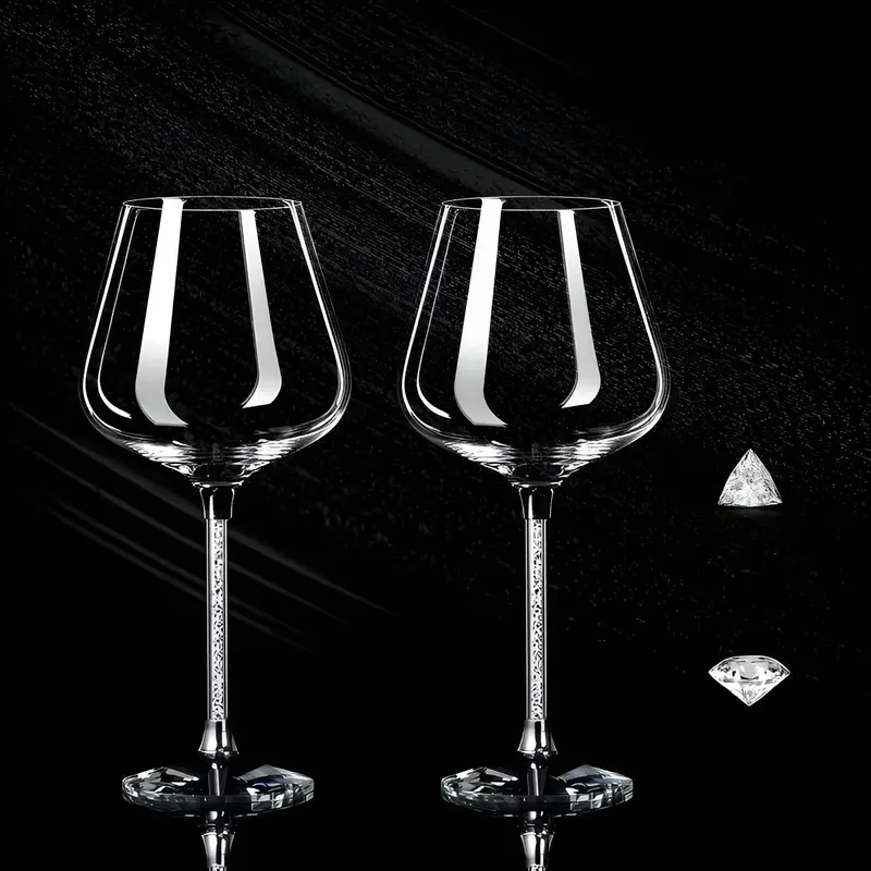 Kristallen Wijnglazen Set – 2 Stuks met Lange Steel & 520 ml