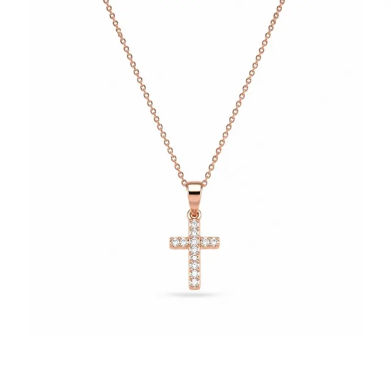 Kruis Ketting Rosé Met Steentjes