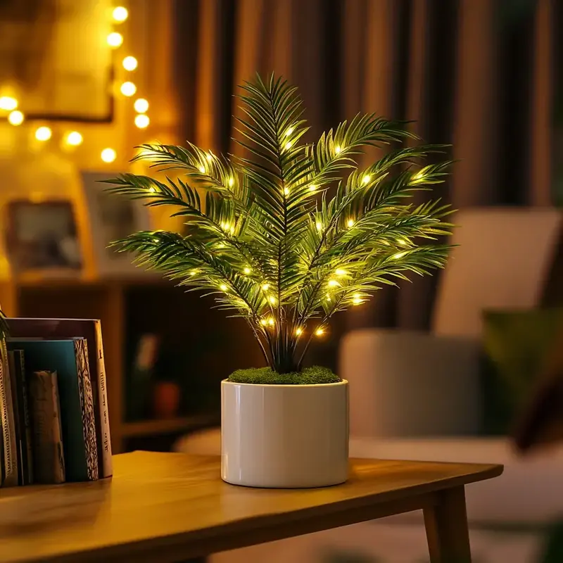 Kunstpalm met verlichting – arecapalm met warme lichtjes langs de bladeren