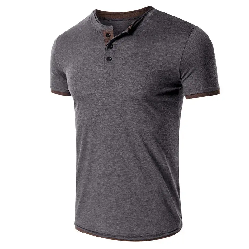 Kurzarm T Shirt Herren | Slim-Fit Henley mit Kontrast-Details