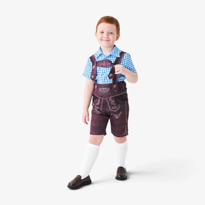 Kurze Trachtenlederhose für Jungen mit Stickerei