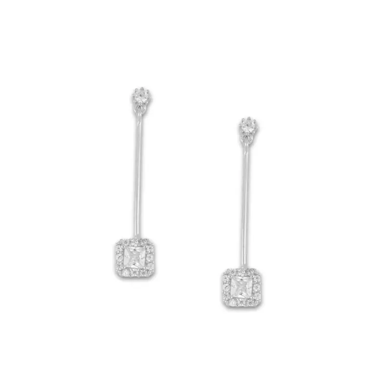 Lange Oorbellen Zilver Met Steentjes Amaia