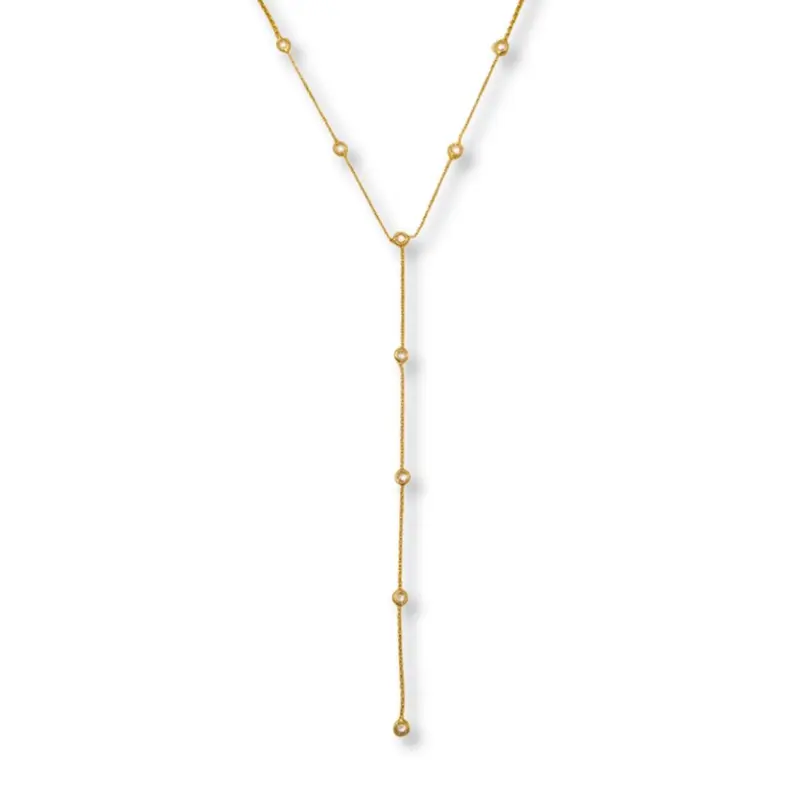 Lange Y- Ketting Goldfilled Solange - Bezel Steentjes - Kleur