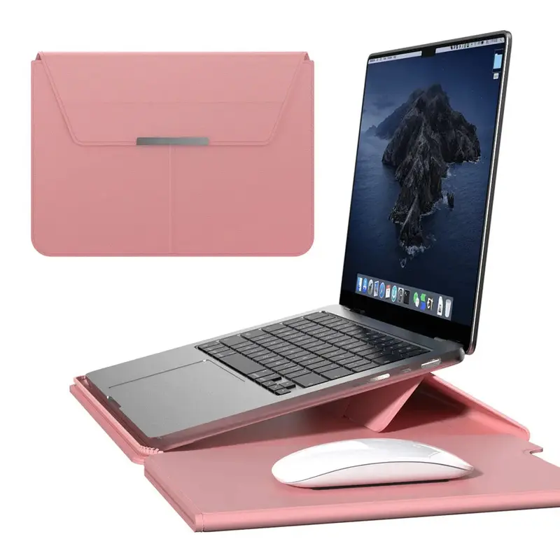 Laptophoes 3-in-1 – PU-Leer met Standaard en Muismat, 13-14 Inch