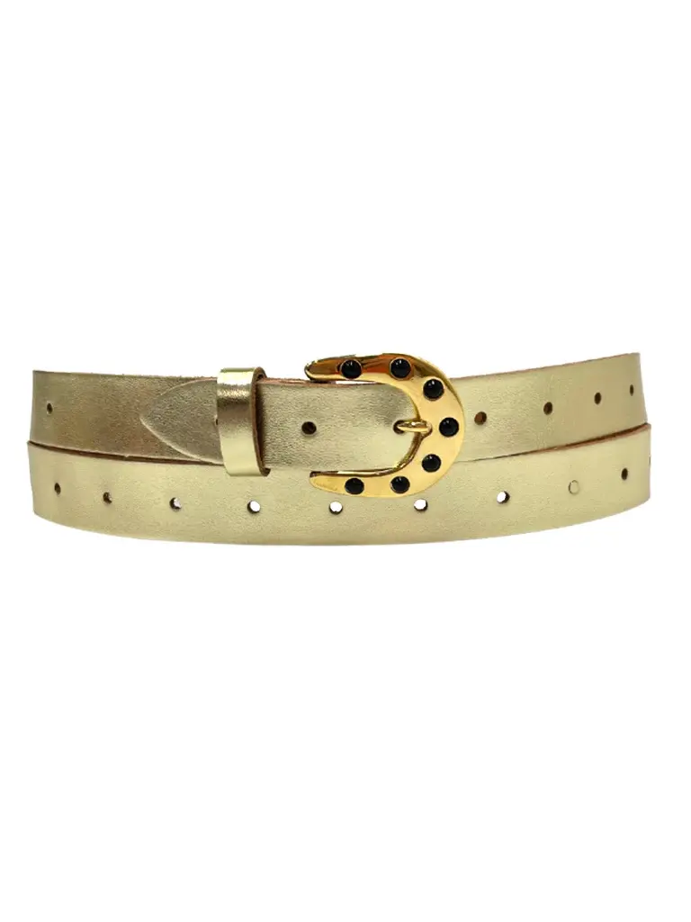 Leather Belt Black Stones
