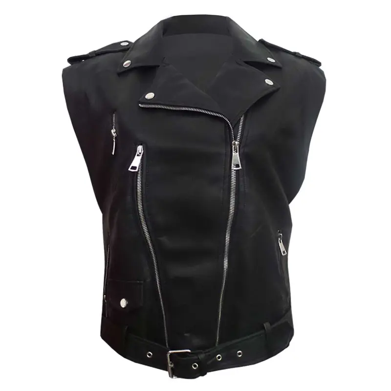 LEATHER GILET BLACK