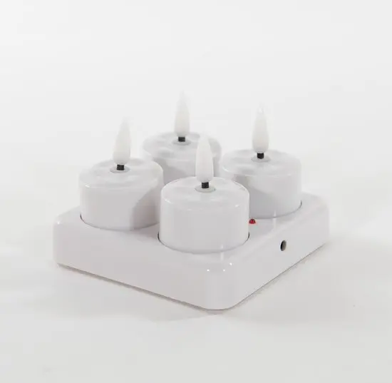 LED Theelichtjes 3D Flamme Wit 5 cm - Set van 4