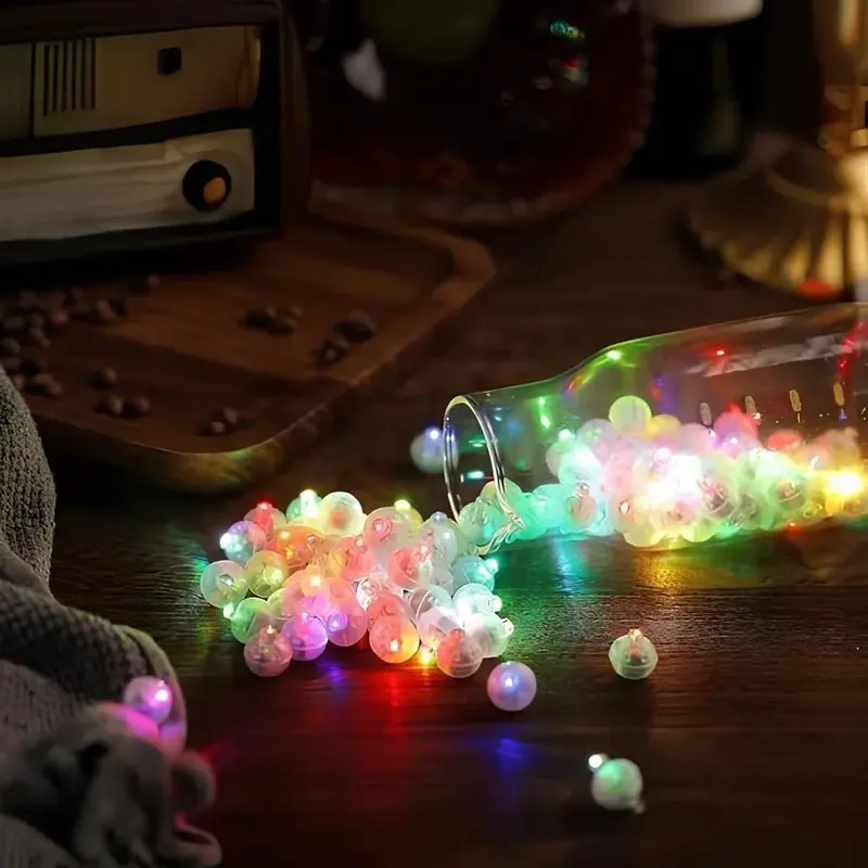 Ledparels voor ballonnen – 1,25 cm klein, zeven kleuren, op batterij